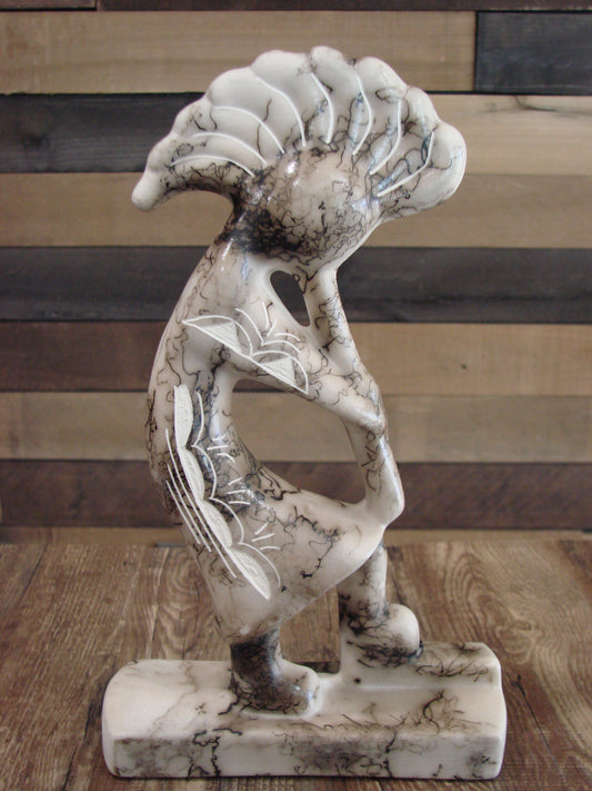 Native American Pottery Horse Hair Kokopelli Sculpture by Vail