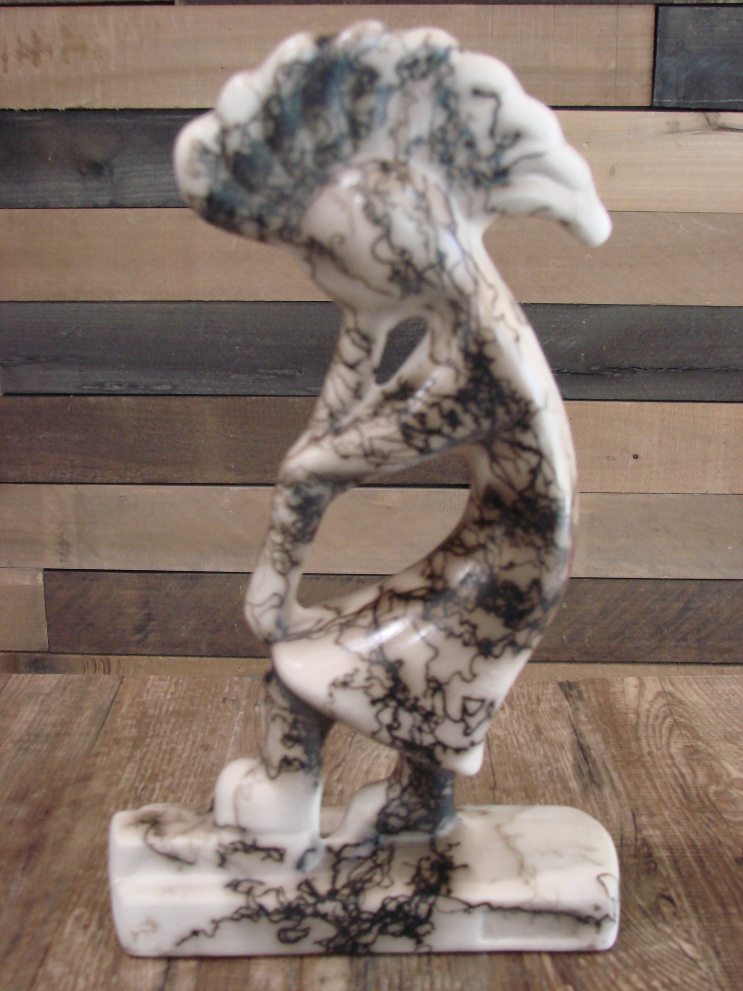 Native American Pottery Horse Hair Kokopelli Sculpture by Vail