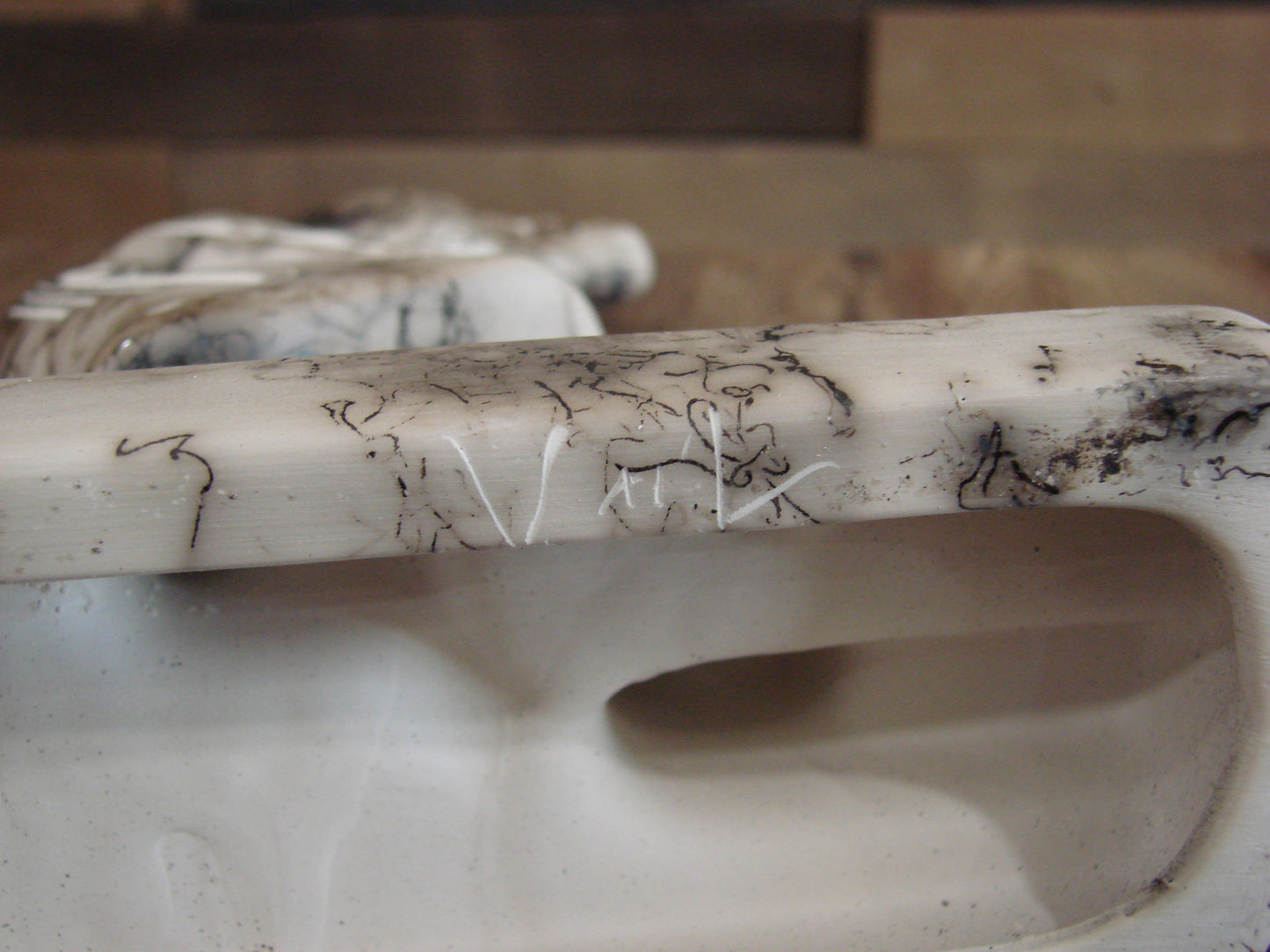 Native American Pottery Horse Hair Kokopelli Sculpture by Vail