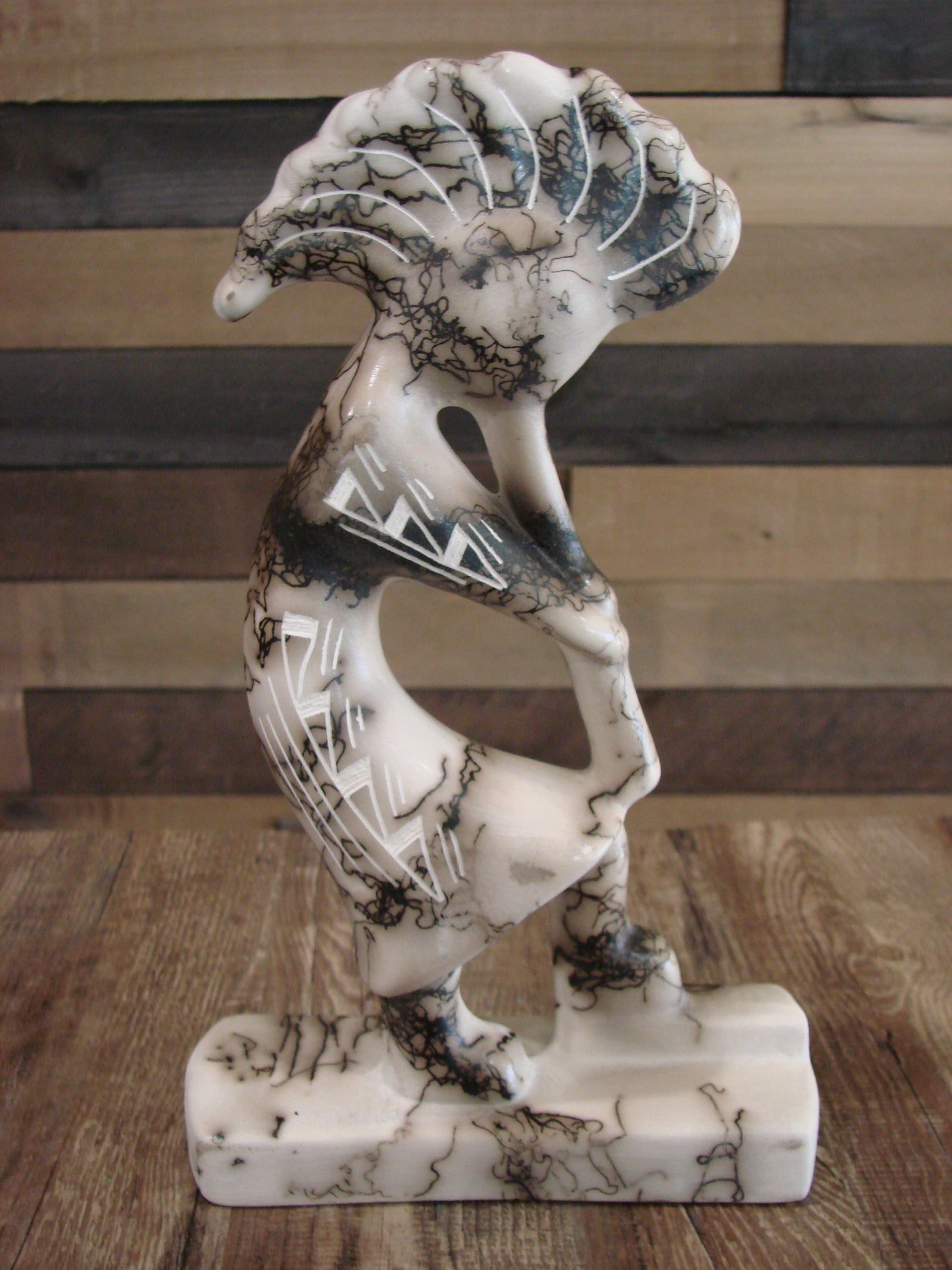 Native American Pottery Horse Hair Kokopelli Sculpture by Vail