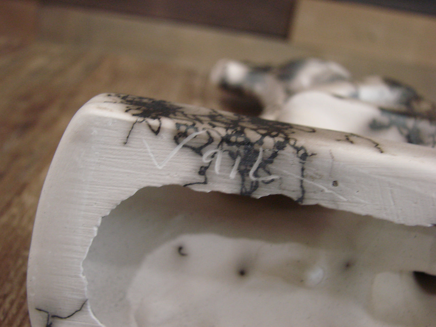 Native American Pottery Horse Hair Kokopelli Sculpture by Vail