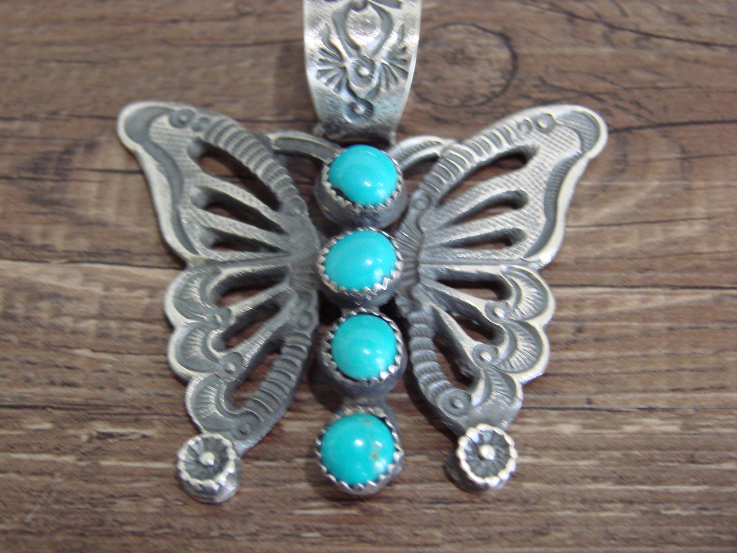 Native American Sterling Silver & turquoise Bitterly Cast Naja Pendant Signed Billah