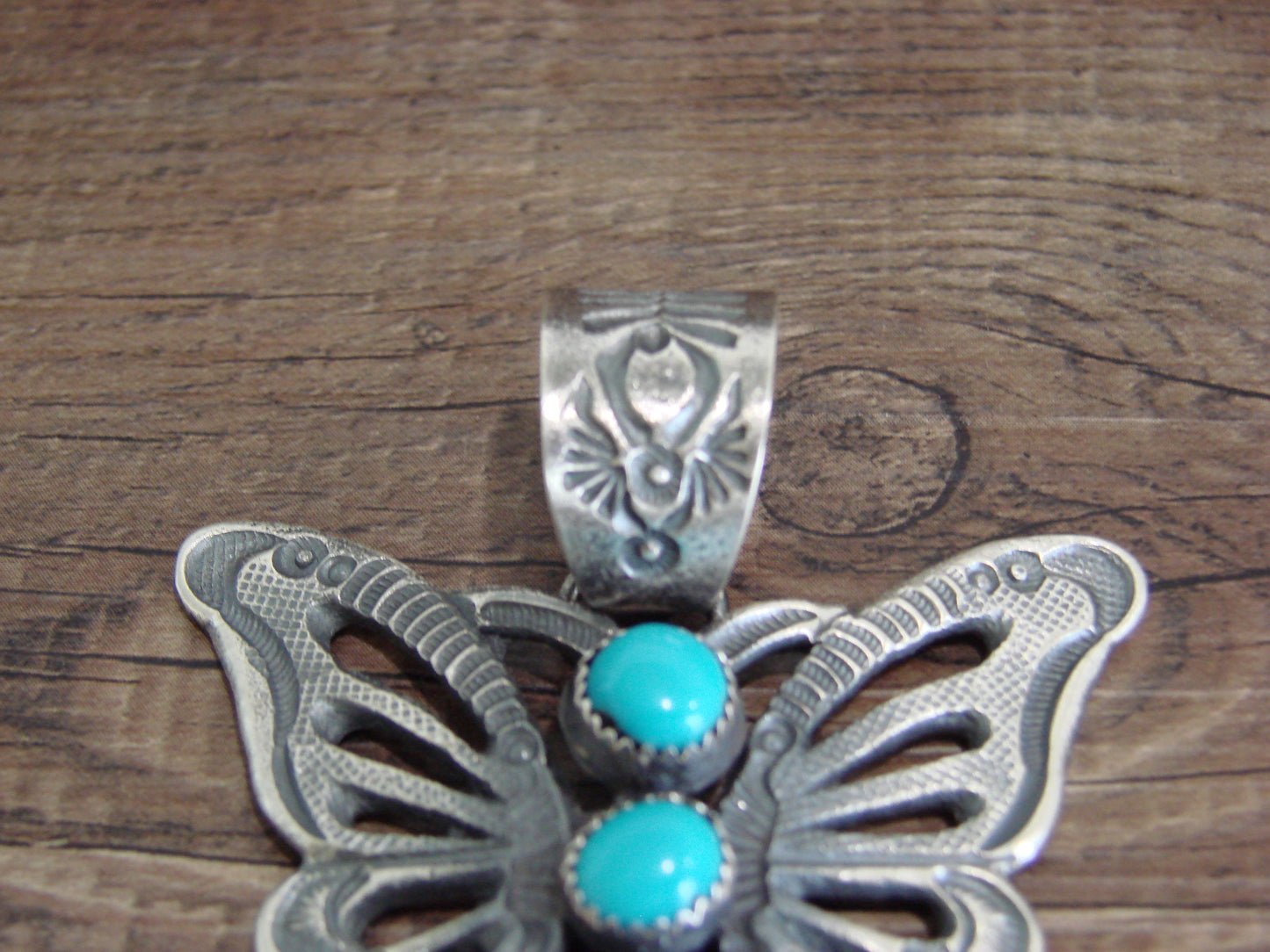 Native American Sterling Silver & turquoise Bitterly Cast Naja Pendant Signed Billah
