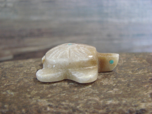 Native American Indian Hand Carved Alabaster Turtle Fetish - B. Phillips
