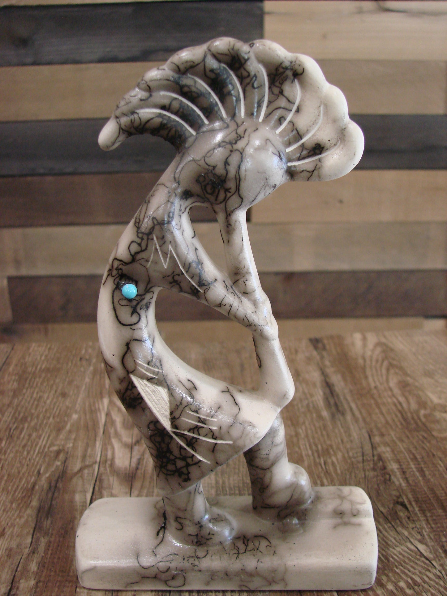 Native American Pottery Horse Hair Kokopelli Sculpture by Vail