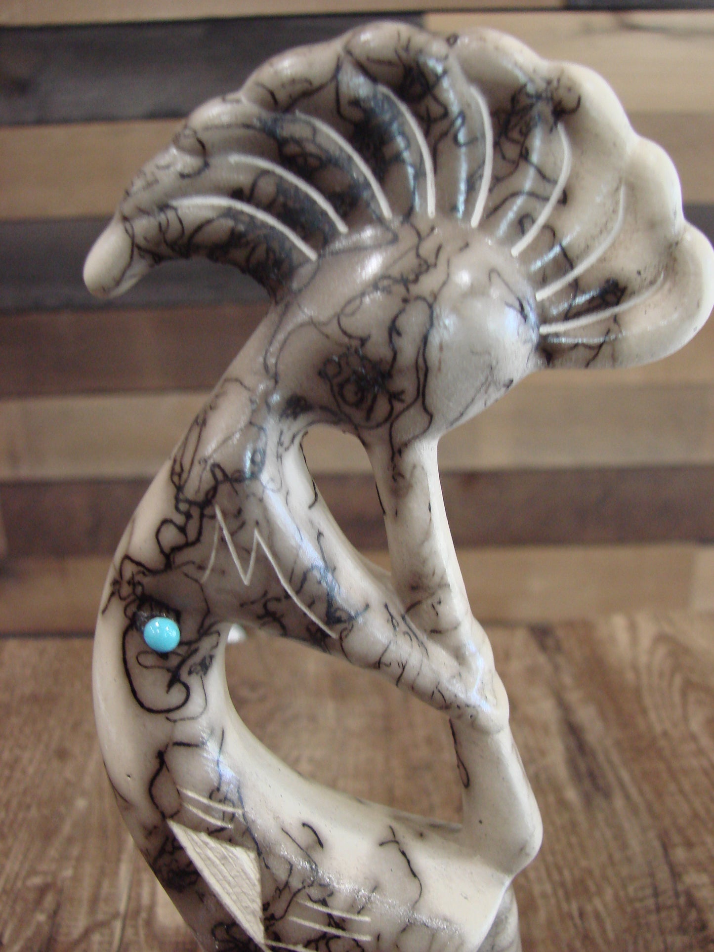 Native American Pottery Horse Hair Kokopelli Sculpture by Vail