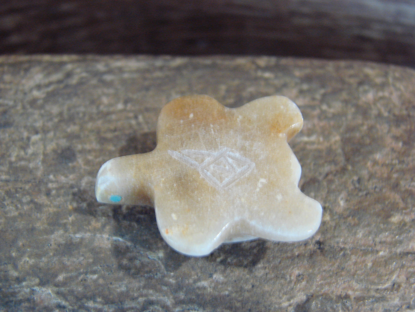 Native American Indian Hand Carved Alabaster Turtle Fetish - B. Phillips