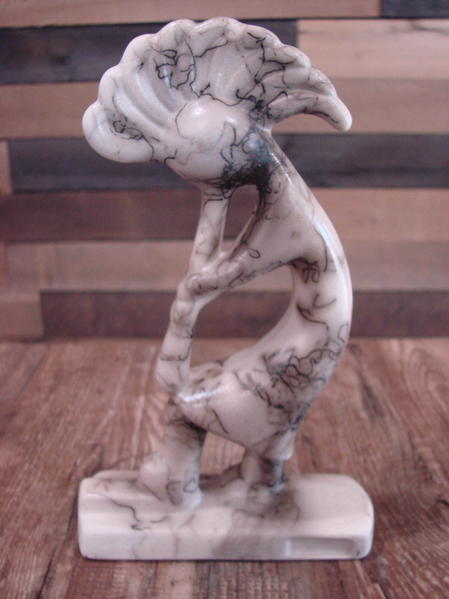 Native American Pottery Horse Hair Kokopelli Sculpture by Vail