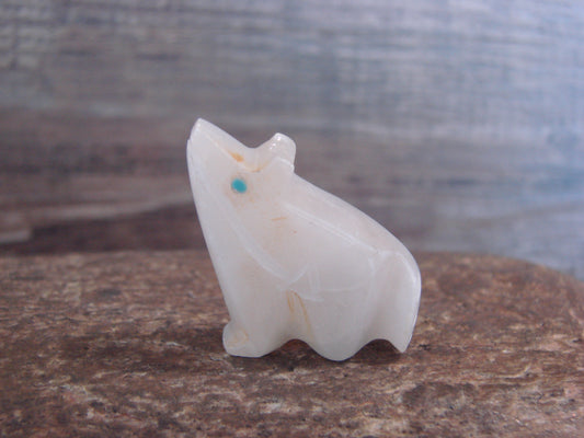 Native American Indian Hand Carved Alabaster Coyote Fetish - B. Phillips