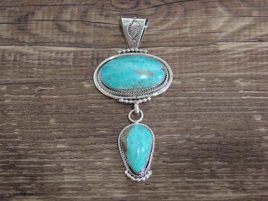 Native American Indian Sterling Silver & Turquoise Pendant by Smith