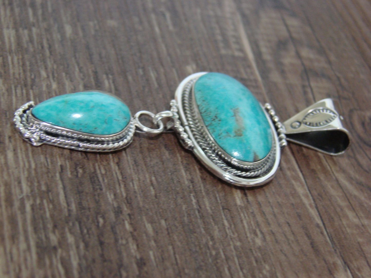 Native American Indian Sterling Silver & Turquoise Pendant by Smith