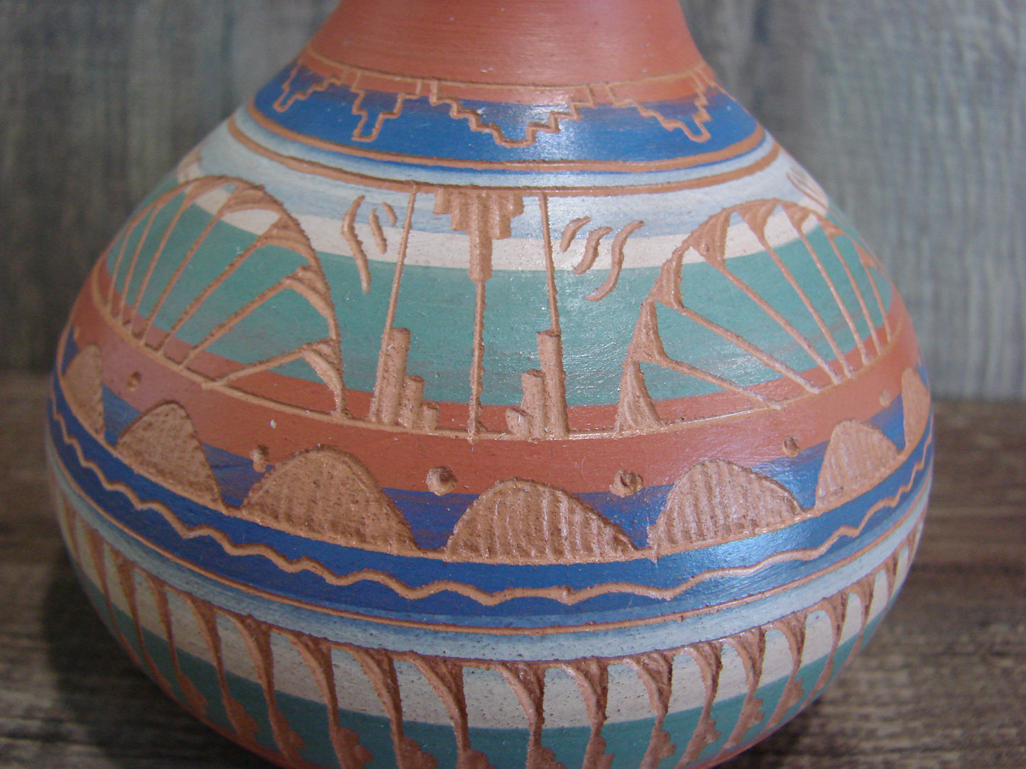 Native American Hand Etched & Hand Painted Pottery - Gilmore