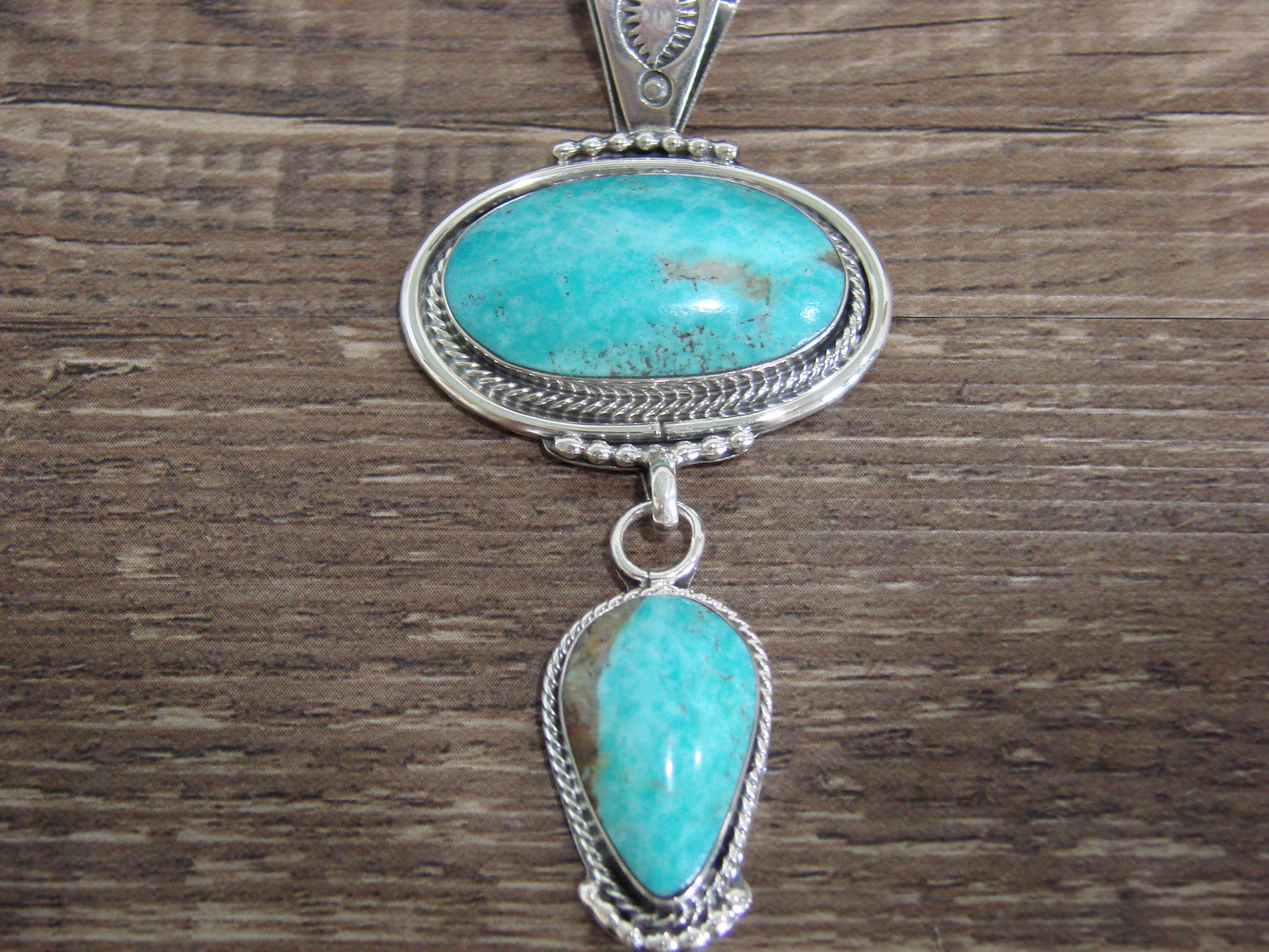 Native American Indian Sterling Silver & Turquoise Pendant by Smith