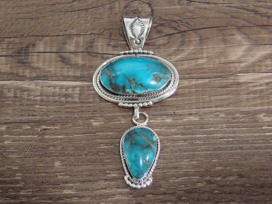 Native American Indian Sterling Silver & Turquoise Pendant by Smith