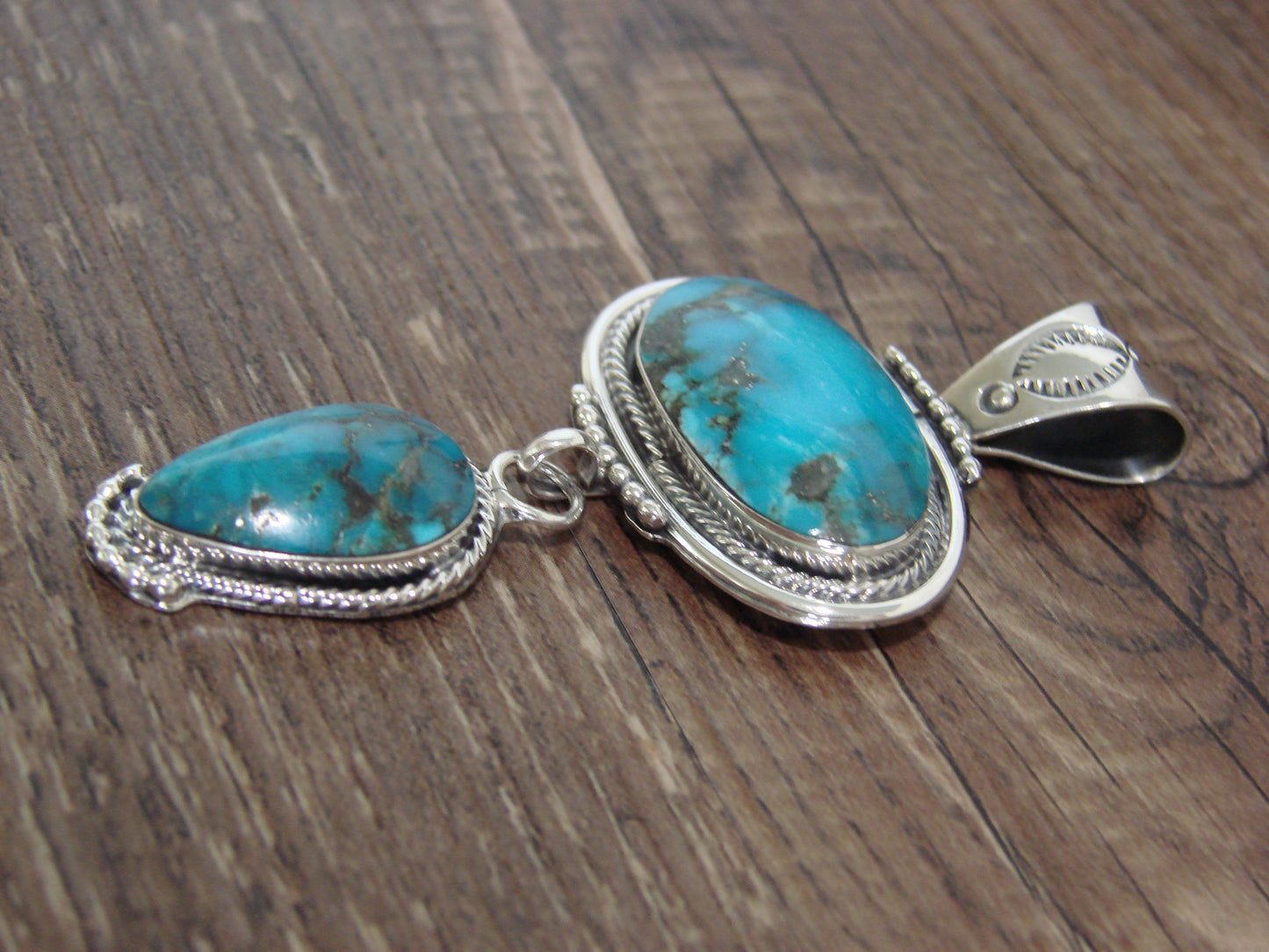 Native American Indian Sterling Silver & Turquoise Pendant by Smith