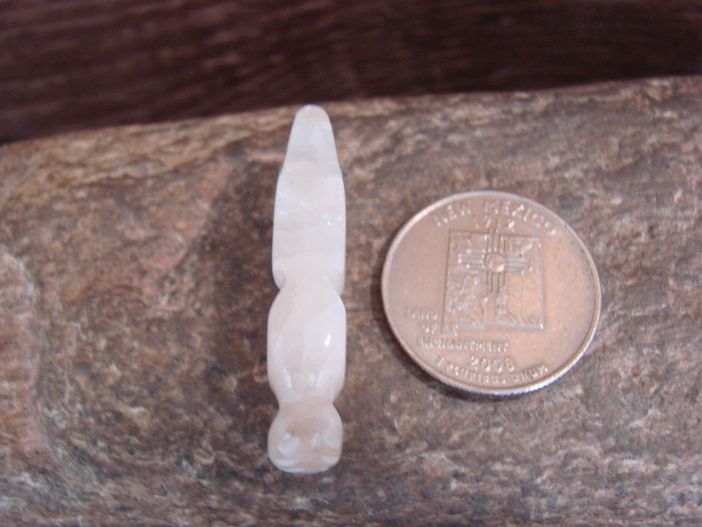 Native American Indian Hand Carved Alabaster Wolf Fetish - B. Phillips