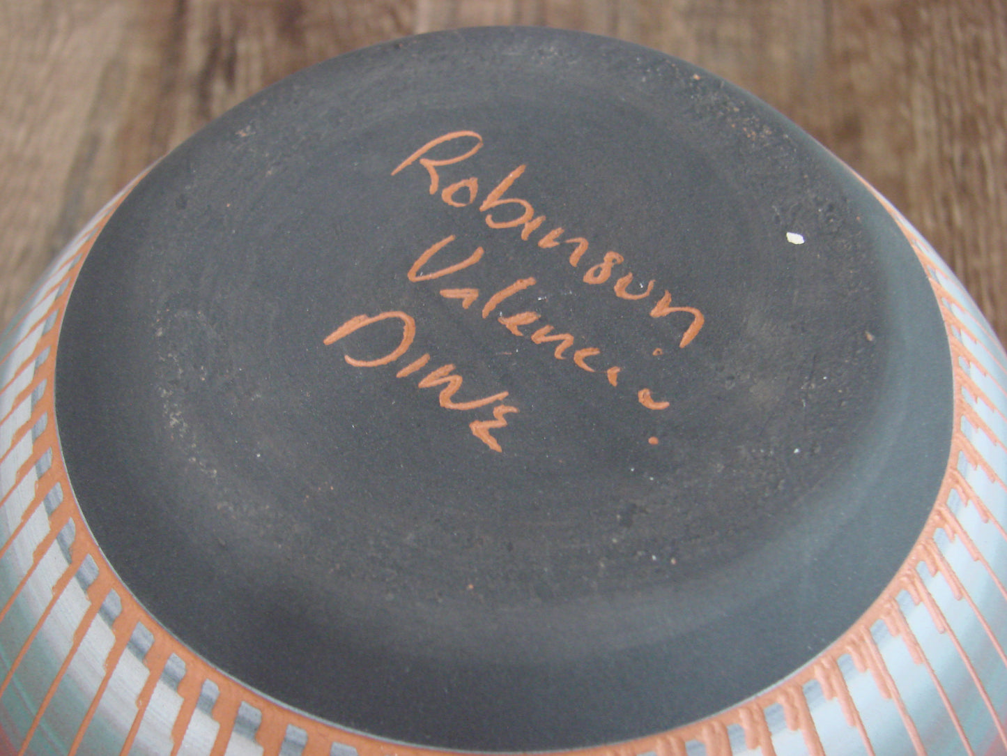 Native American Navajo Indian Hand Etched & Hand Painted Pottery - Valencia
