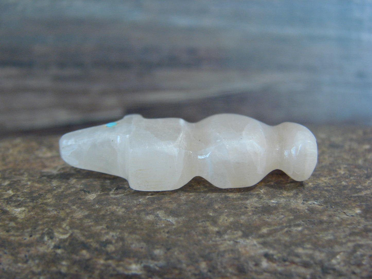 Native American Indian Hand Carved Alabaster Wolf Fetish - B. Phillips