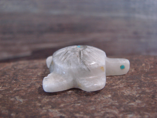 Native American Indian Hand Carved Alabaster Turtle Fetish - B. Phillips
