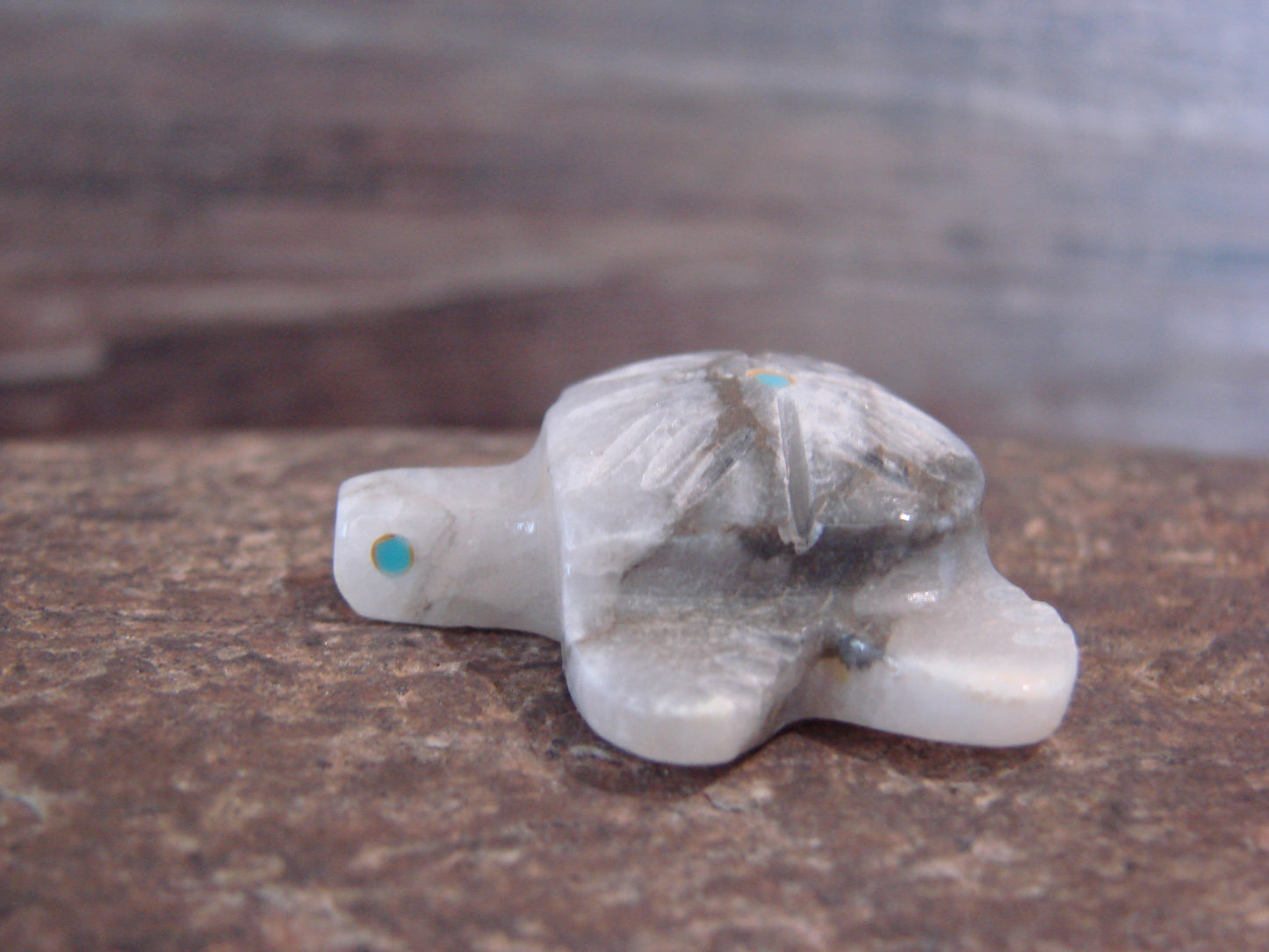 Native American Indian Hand Carved Alabaster Turtle Fetish - B. Phillips