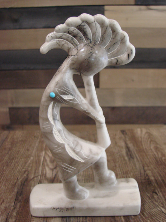 Native American Pottery Horse Hair Kokopelli Sculpture by Vail