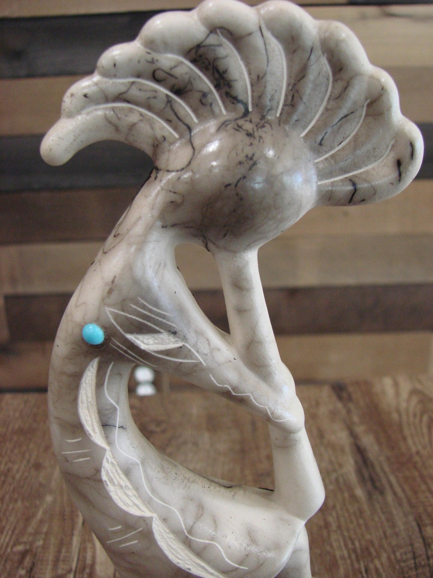 Native American Pottery Horse Hair Kokopelli Sculpture by Vail