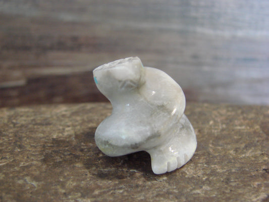 Native American Indian Hand Carved Alabaster Snake Fetish - B. Phillips