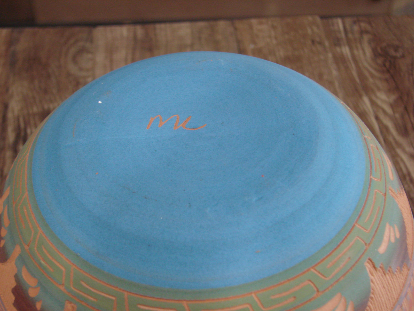 Native American Navajo Indian Hand Etched & Hand Painted Pottery - Charlie