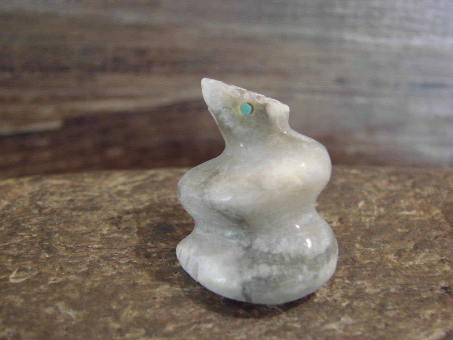 Native American Indian Hand Carved Alabaster Snake Fetish - B. Phillips