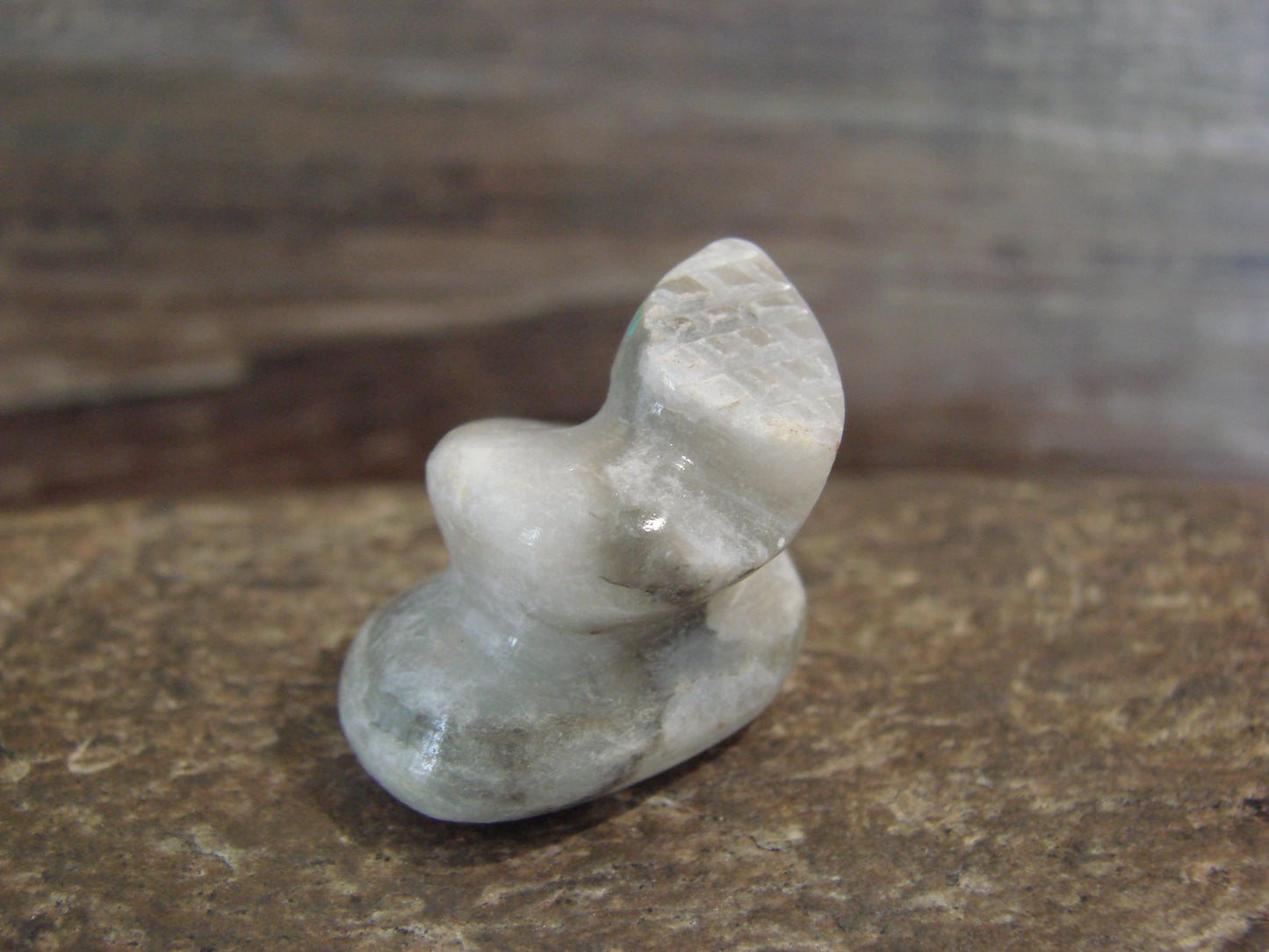 Native American Indian Hand Carved Alabaster Snake Fetish - B. Phillips