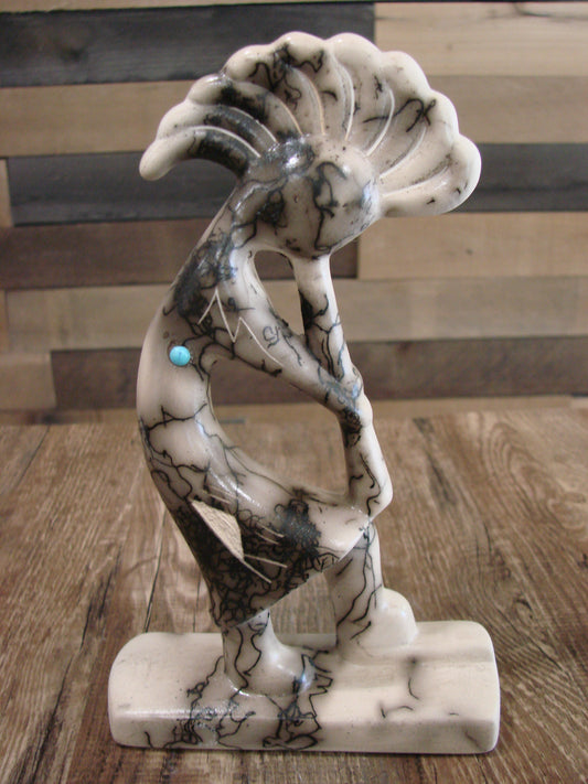 Native American Pottery Horse Hair Kokopelli Sculpture by Vail