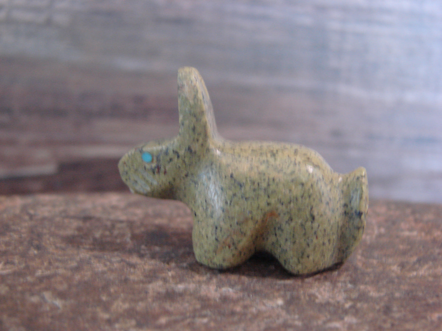 Native American Indian Hand Carved Serpentine Rabbit Fetish - B. Phillips