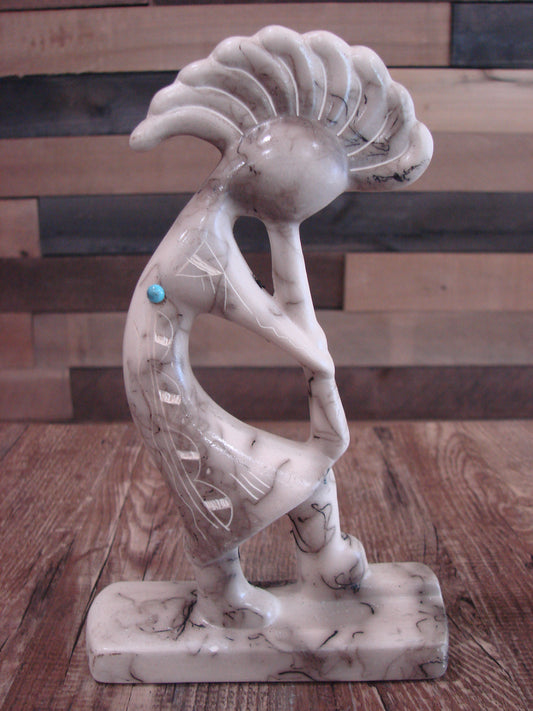 Native American Pottery Horse Hair Kokopelli Sculpture by Vail