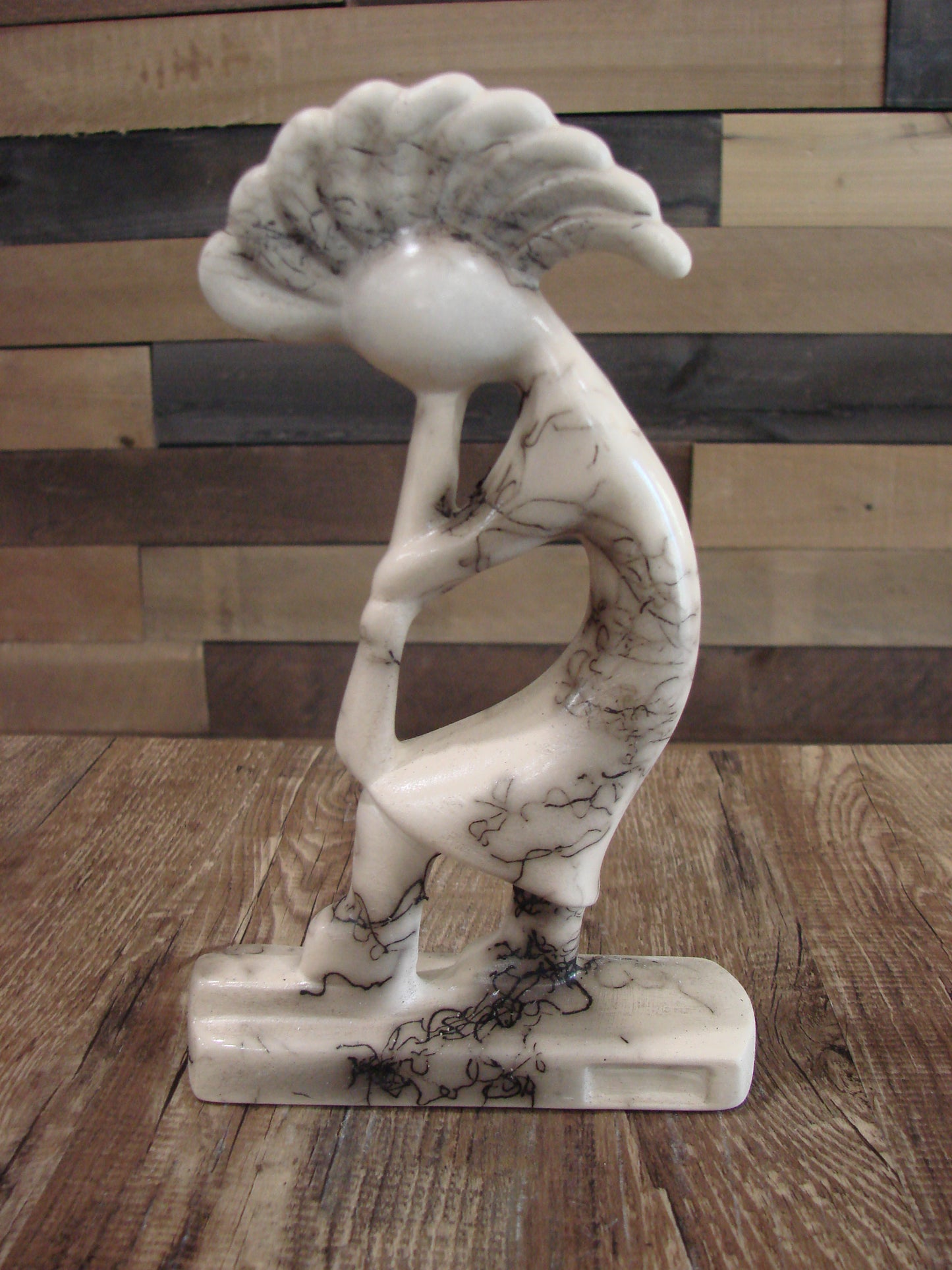 Native American Pottery Horse Hair Kokopelli Sculpture by Vail