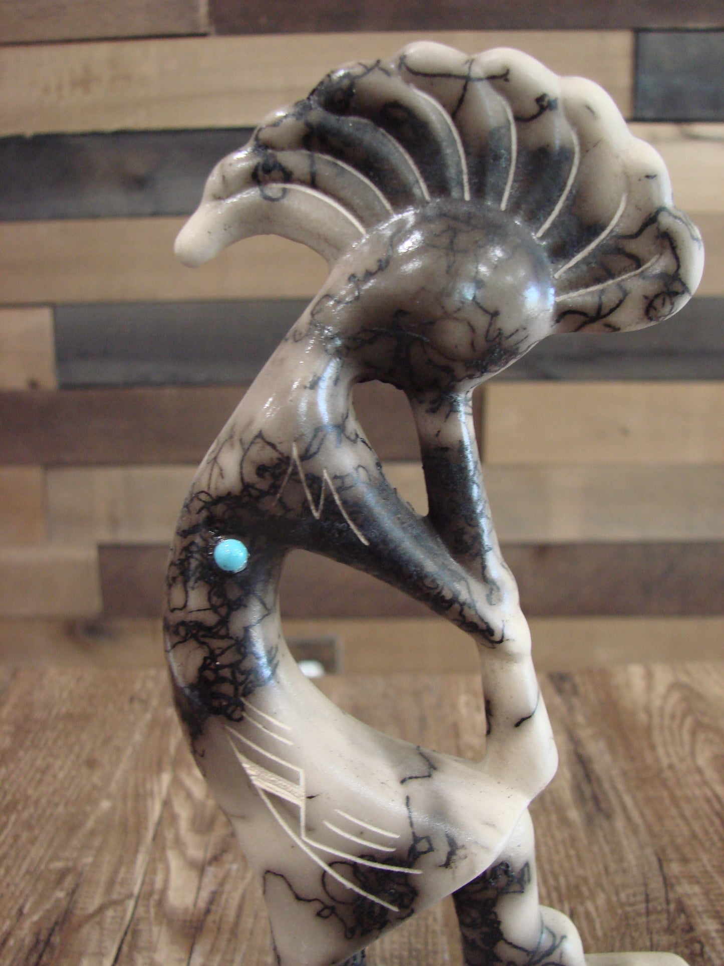 Native American Pottery Horse Hair Kokopelli Sculpture by Vail