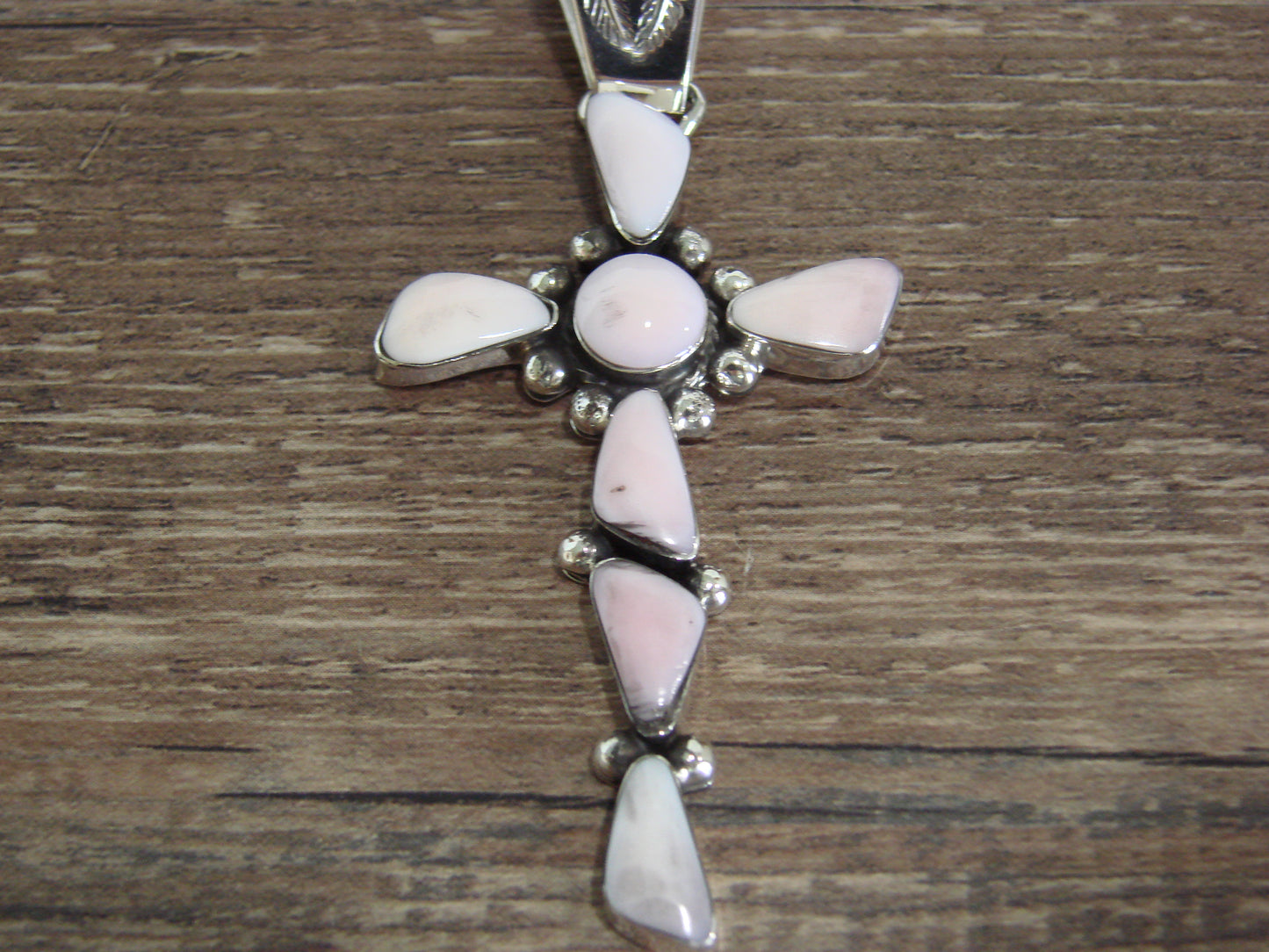 Native American Sterling Silver & Pink Shell Cross Pendant by Jack