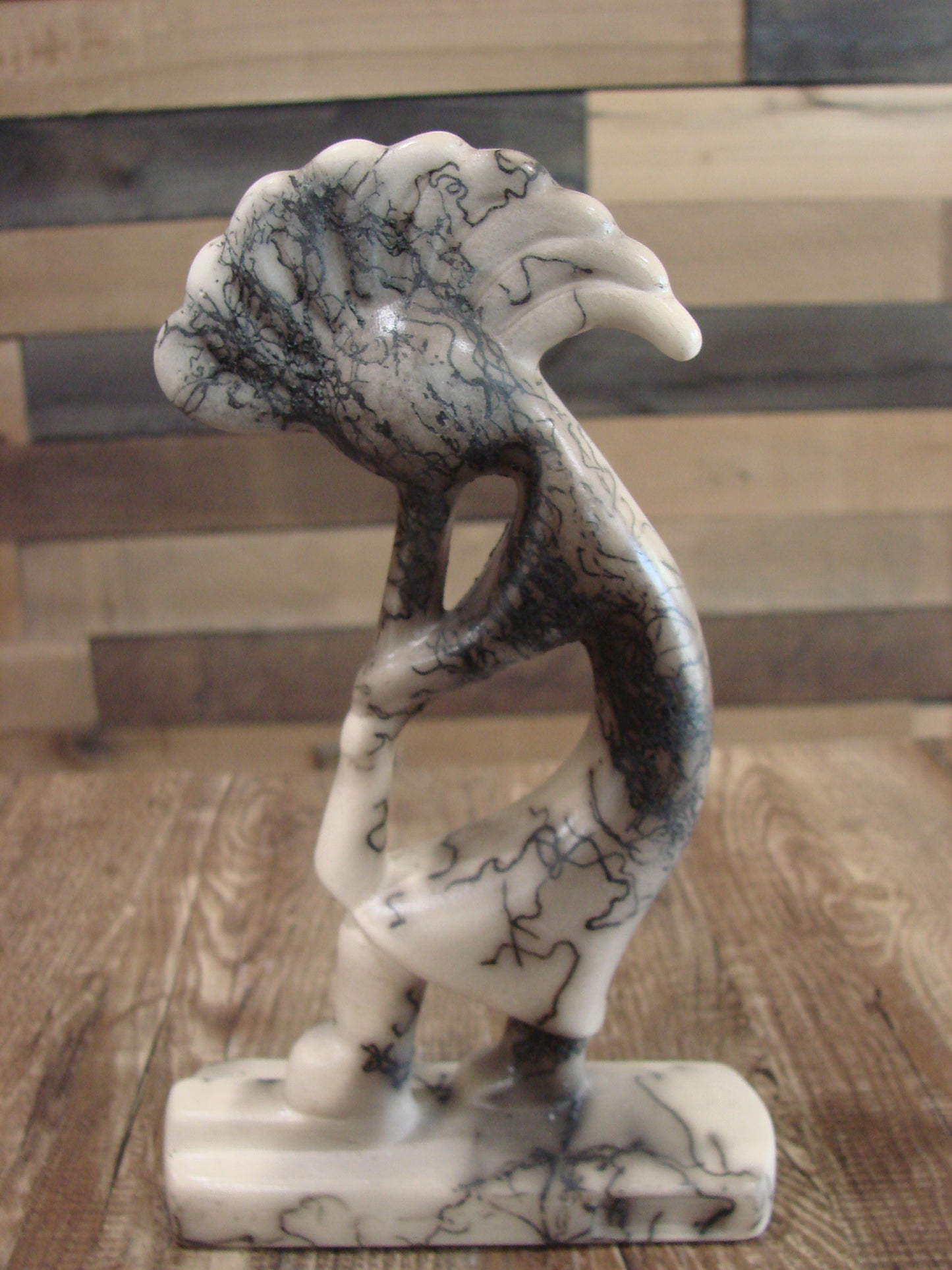 Native American Pottery Horse Hair Kokopelli Sculpture by Vail