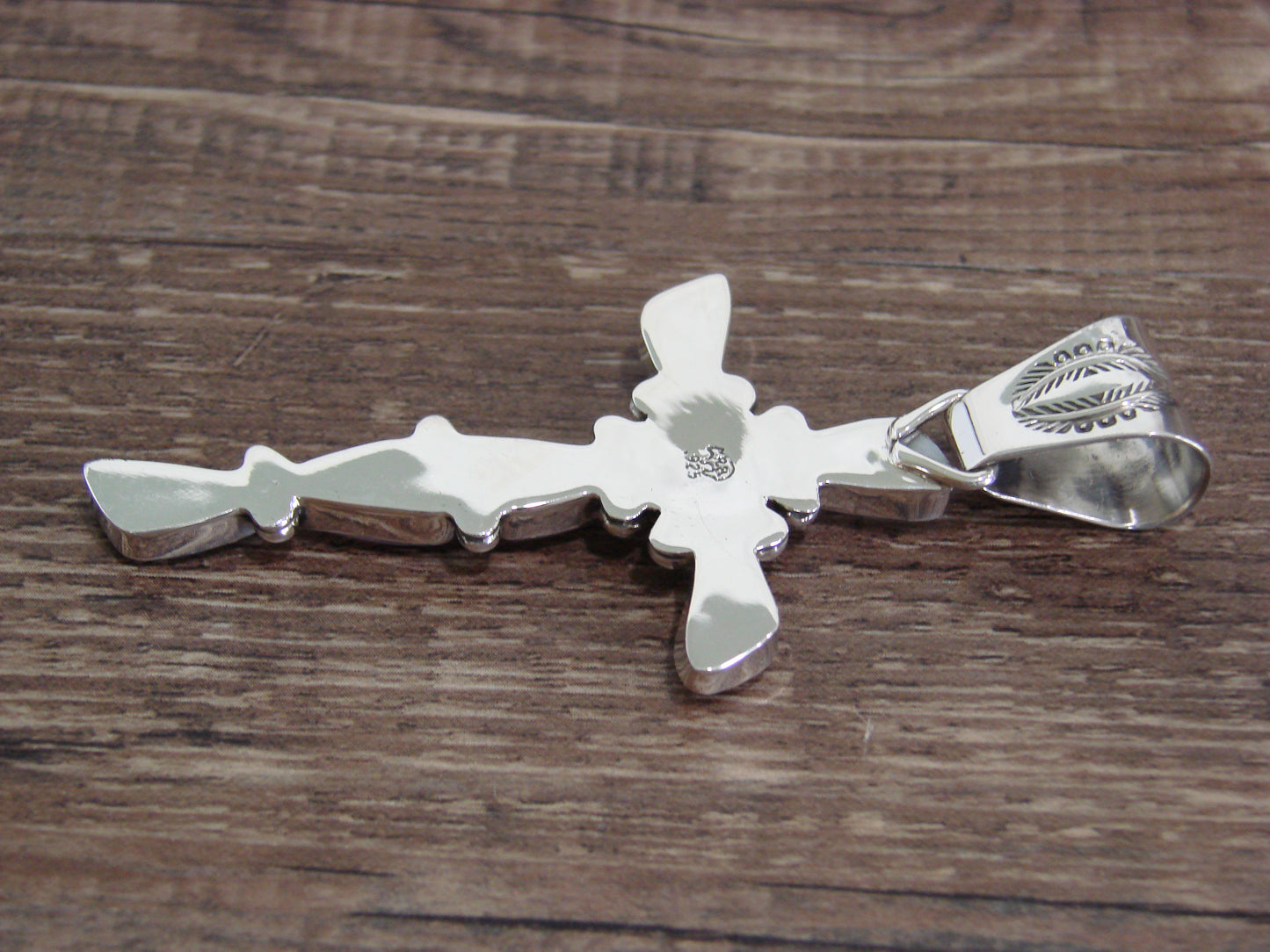 Native American Sterling Silver & Pink Shell Cross Pendant by Jack