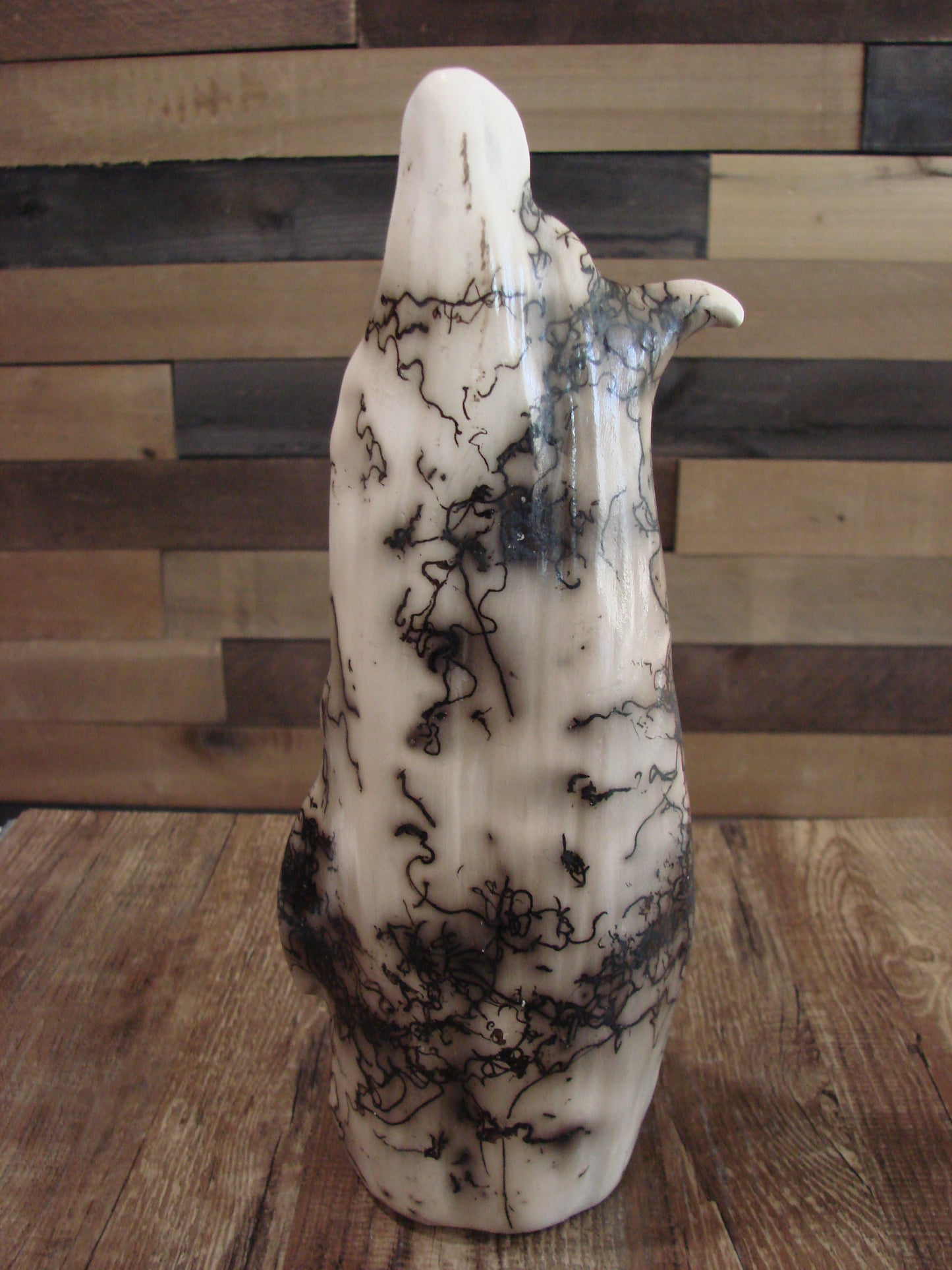 Native American & Eagle Horse Hair Pottery Sculpture by Vail