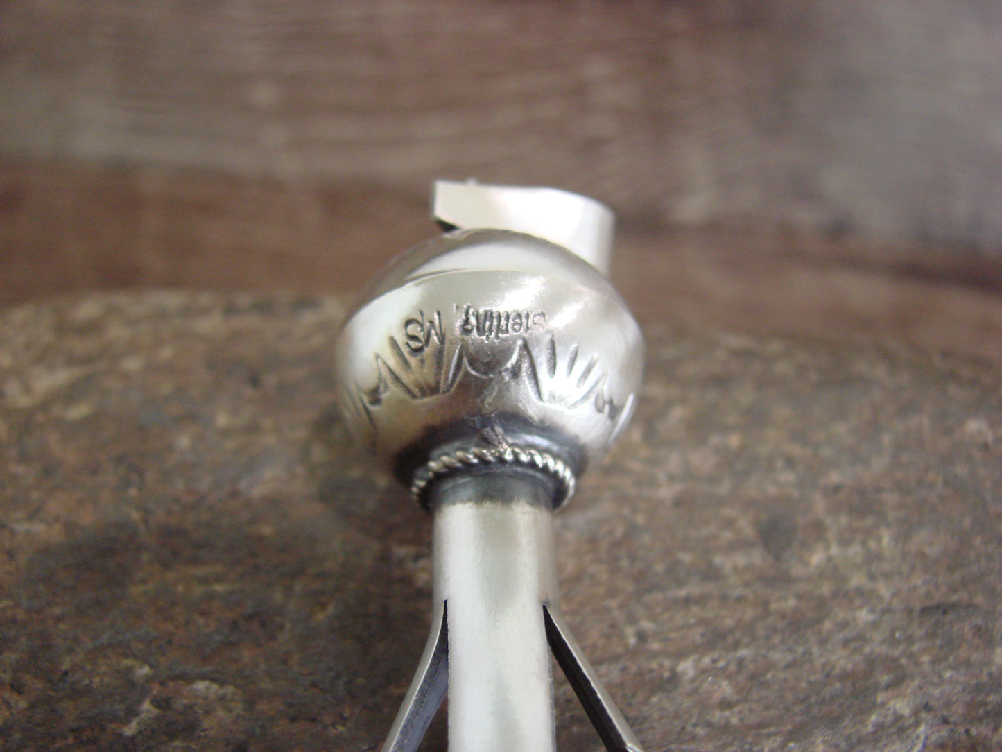 Native American Sterling Silver Squash Blossom Pendant Signed Smith