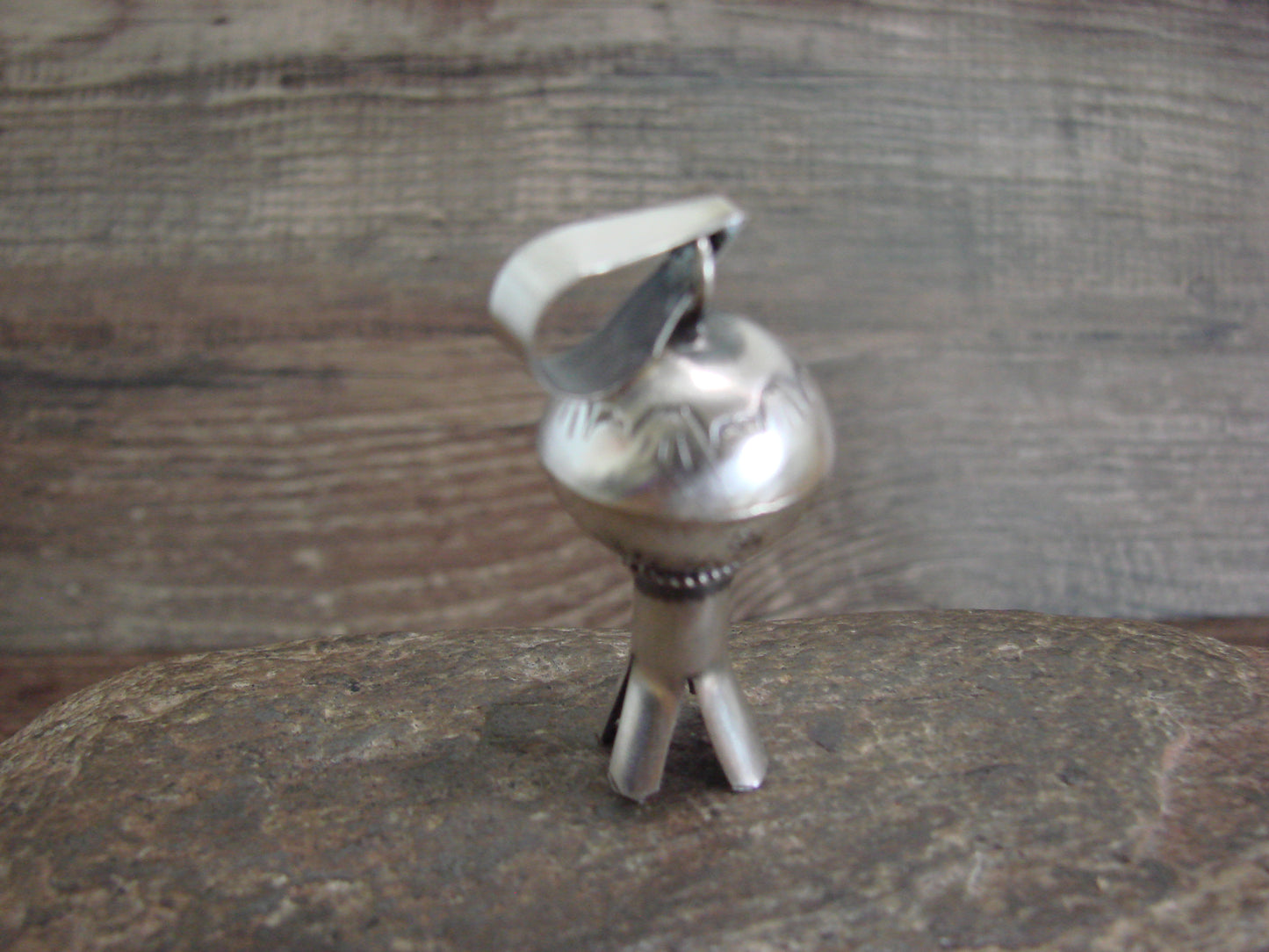 Native American Sterling Silver Squash Blossom Pendant Signed Smith