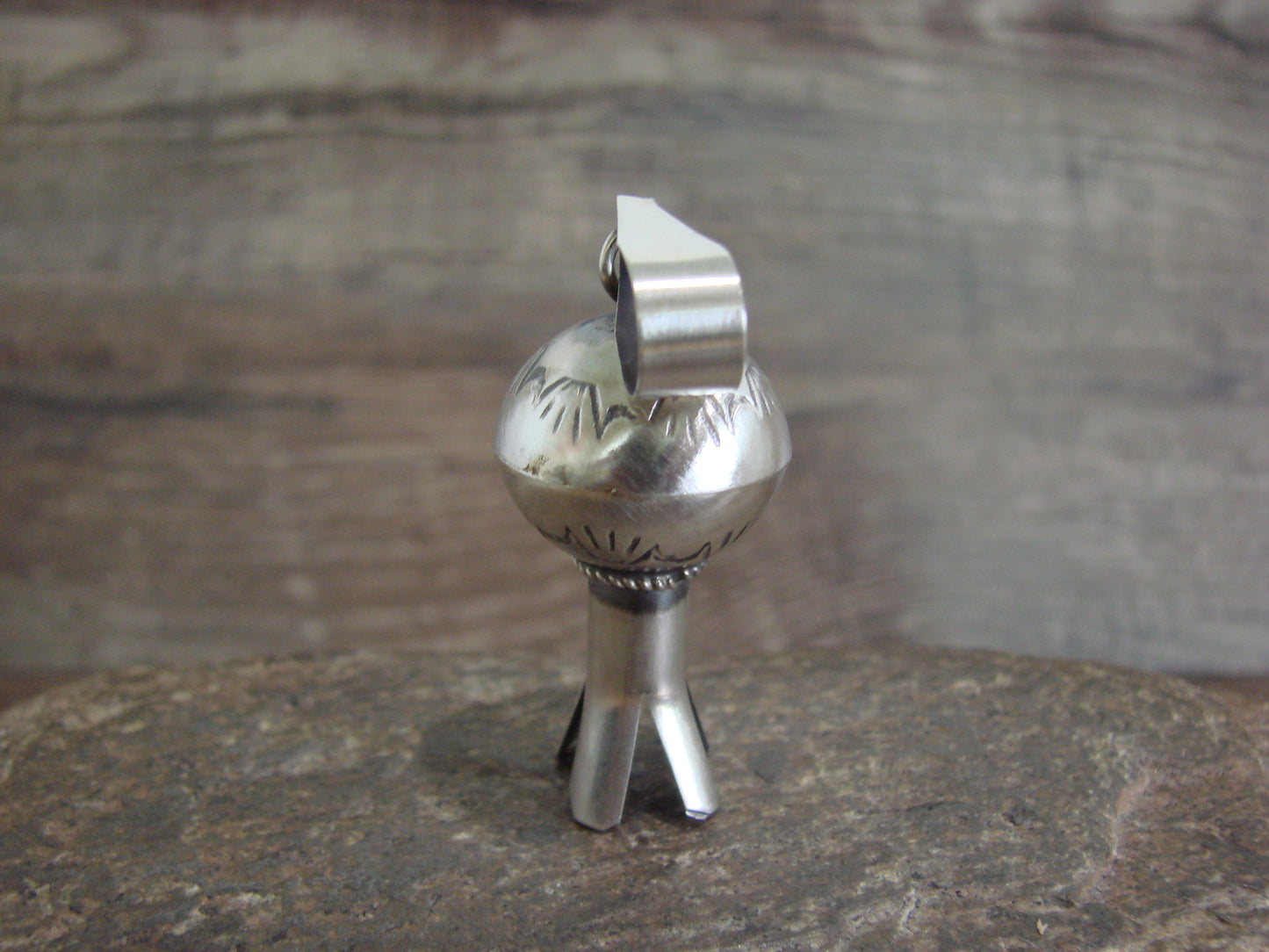 Native American Sterling Silver Squash Blossom Pendant Signed Smith