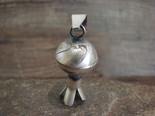 Native American Sterling Silver Squash Blossom Pendant Signed Smith