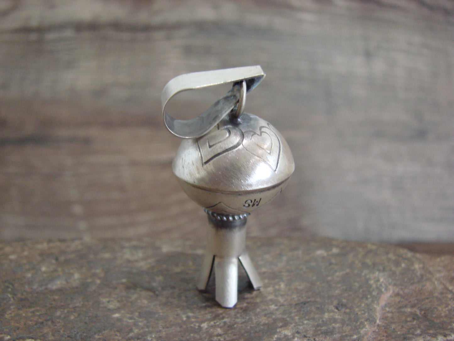Native American Sterling Silver Squash Blossom Pendant Signed Smith