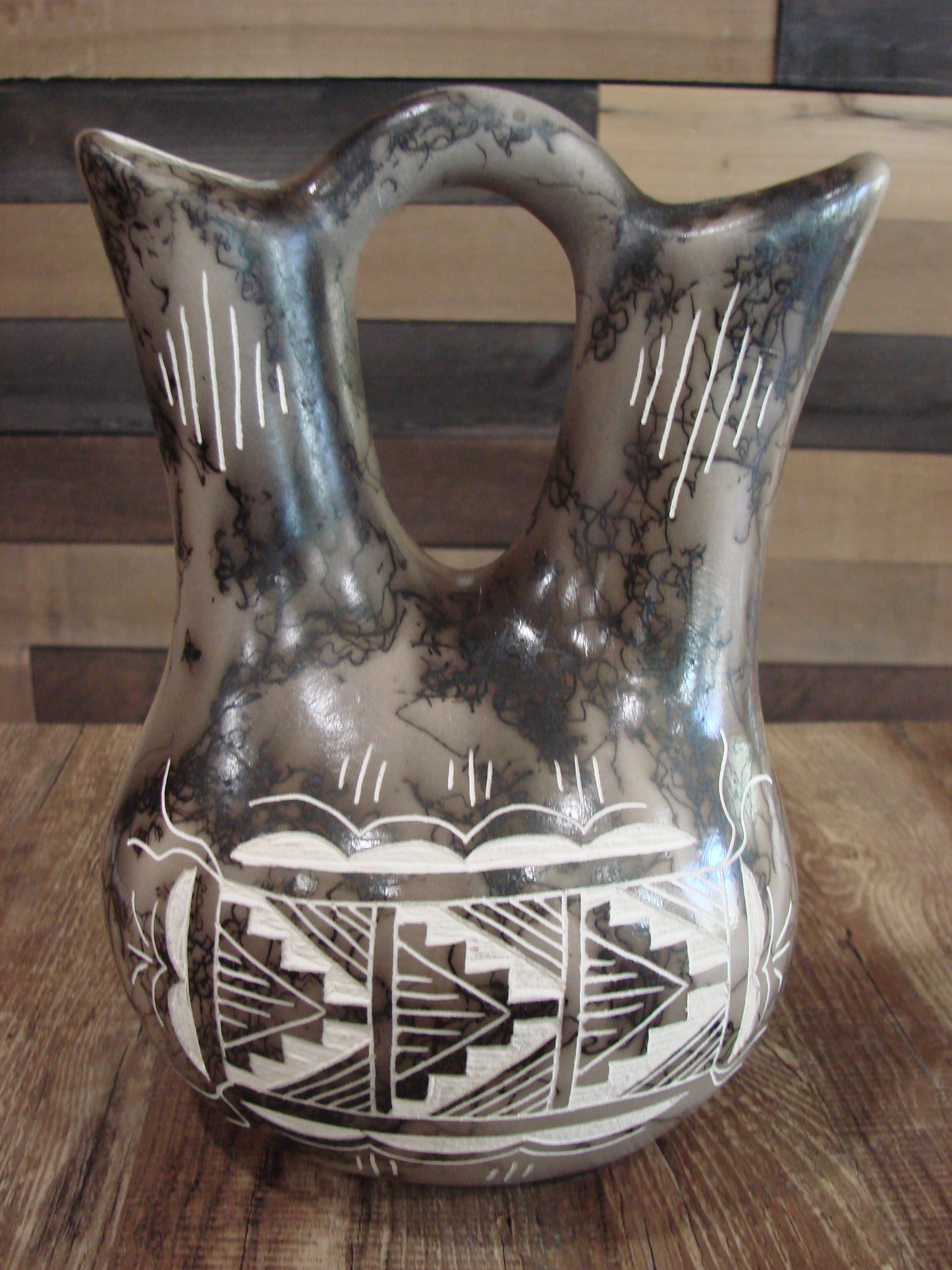 Native American Horse Hair Wedding Vase Pottery by Vail