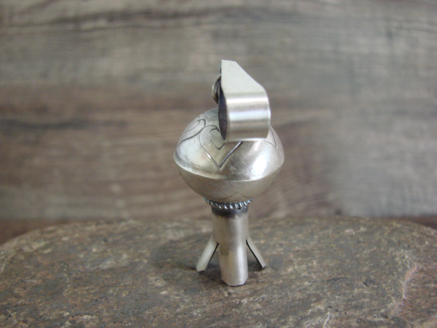 Native American Sterling Silver Squash Blossom Pendant Signed Smith