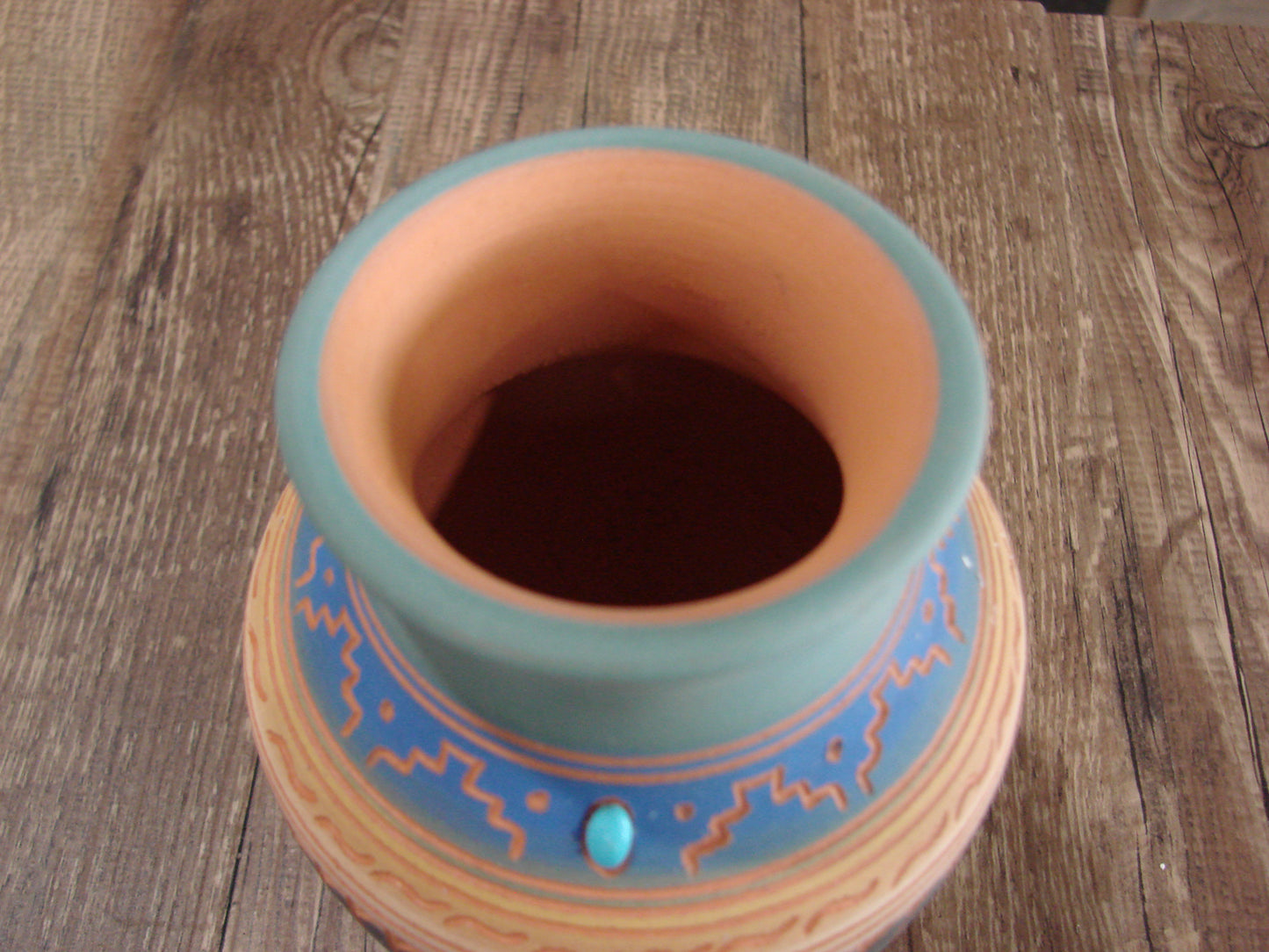 Native American Navajo Hand Etched & Hand Painted Pottery - Charlie