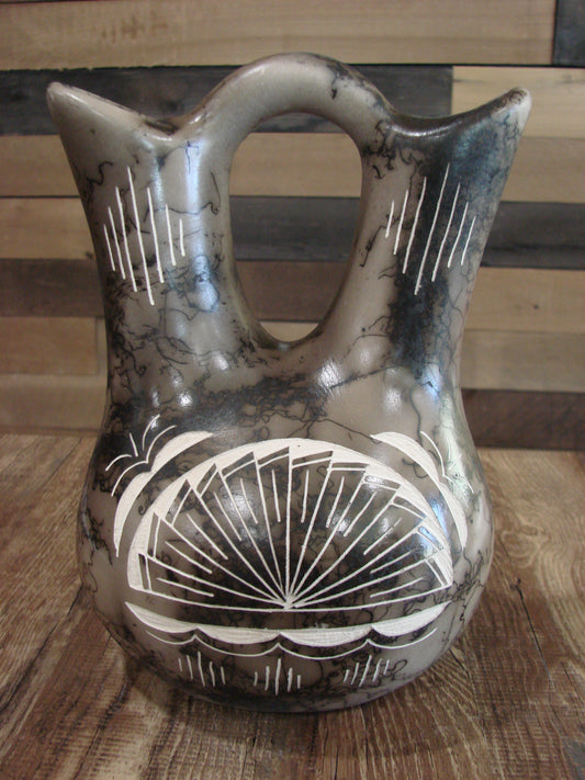 Native American Horse Hair Wedding Vase Pottery by Vail
