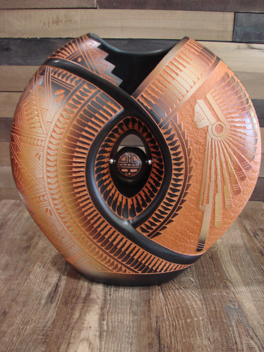 Native American Indian Hand Etched Pillow Pottery by Diane Aragon