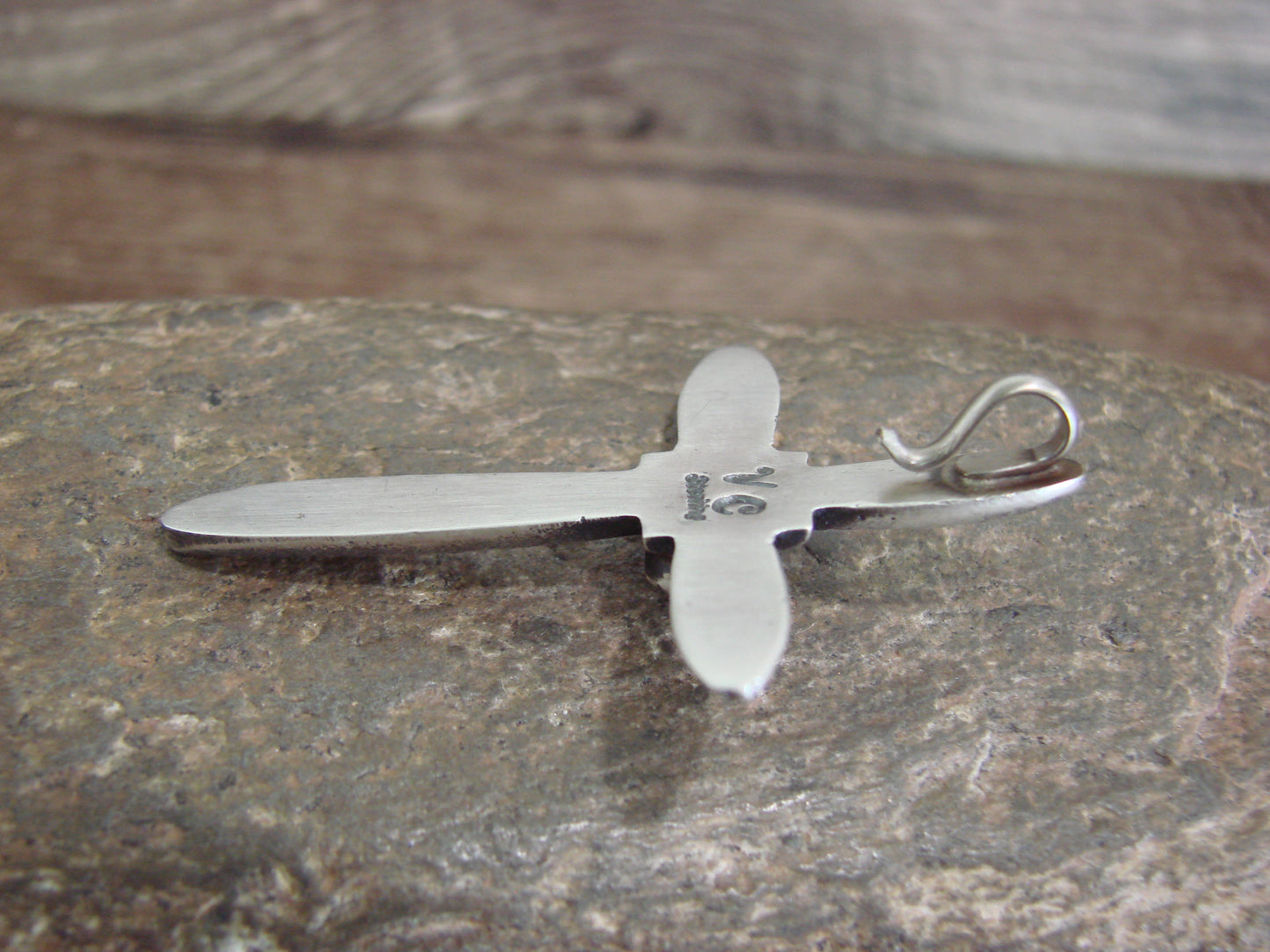 Native American Sterling Silver & Turquoise Cross Pendant Signed Cayatineto